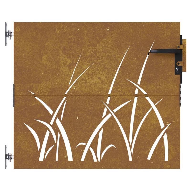 Gate Measuring 85X100 Cm with a Grass Design in Corten Steel, Suitable for Outdoor Terraces.
