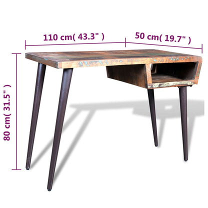 Bureau – Werkplek Tafel – Schrijfmeubel – Computertafel – Studieplek – Gerecycled Houten Blad – Stevige Metalen Poten