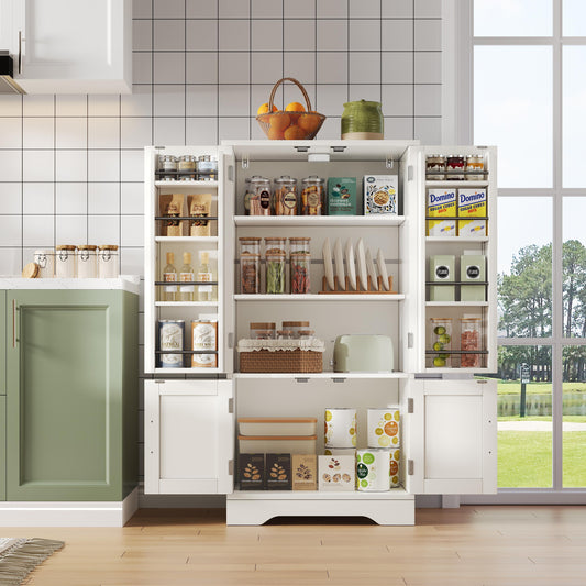Keukenkast – Opbergkast – Dressoir – Buffetkast – Kastenmeubel – Wit – 120x60x40 cm – Verstelbare Legplanken & Magneetsluiting
