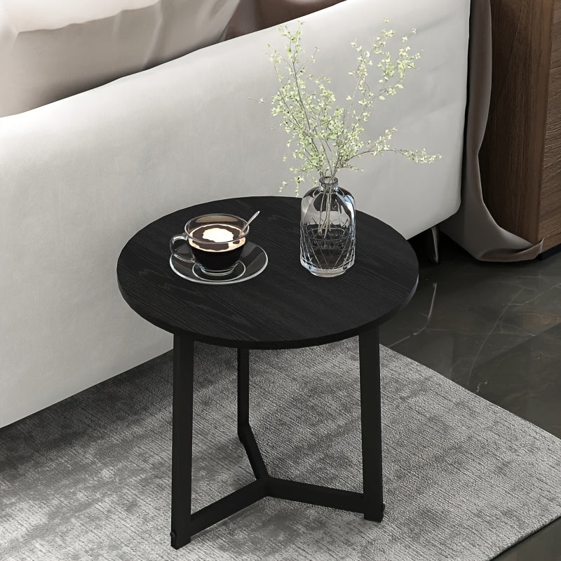 Expandable Stackable 2pcs Round Coffee Table & Side Table Set - Space-Saving Modern Sofa Table for Small Spaces, Expandable Table Suitable for Living Room, Bedroom, Compact Apartments - Assembly, Black Furniture