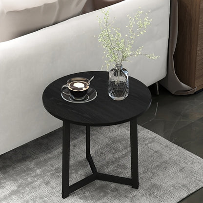 Expandable Stackable 2pcs Round Coffee Table & Side Table Set - Space-Saving Modern Sofa Table for Small Spaces, Expandable Table Suitable for Living Room, Bedroom, Compact Apartments - Assembly, Black Furniture