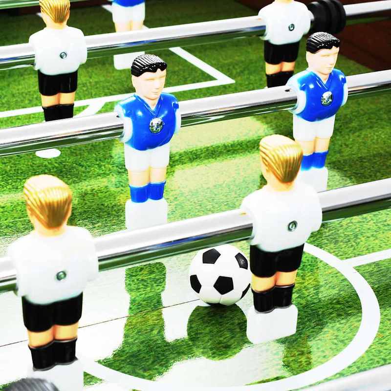 tafelvoetbaltafel – voetbaltafel – tafelvoetbalspel – kickertafel – speltafel – stevig staalframe – groot speelveld 140x74,5x87,5 cm – bruin zwart grijs