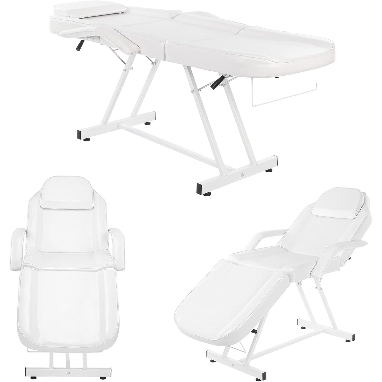 Professionele Massage- & Gezichtsstoel – Wellnessstoel – Esthetiekstoel – Salonbed – Spa-Behandelstoel – Verstelbare Rugleuning & Hoofdsteun – Duurzaam Synthetisch Leder