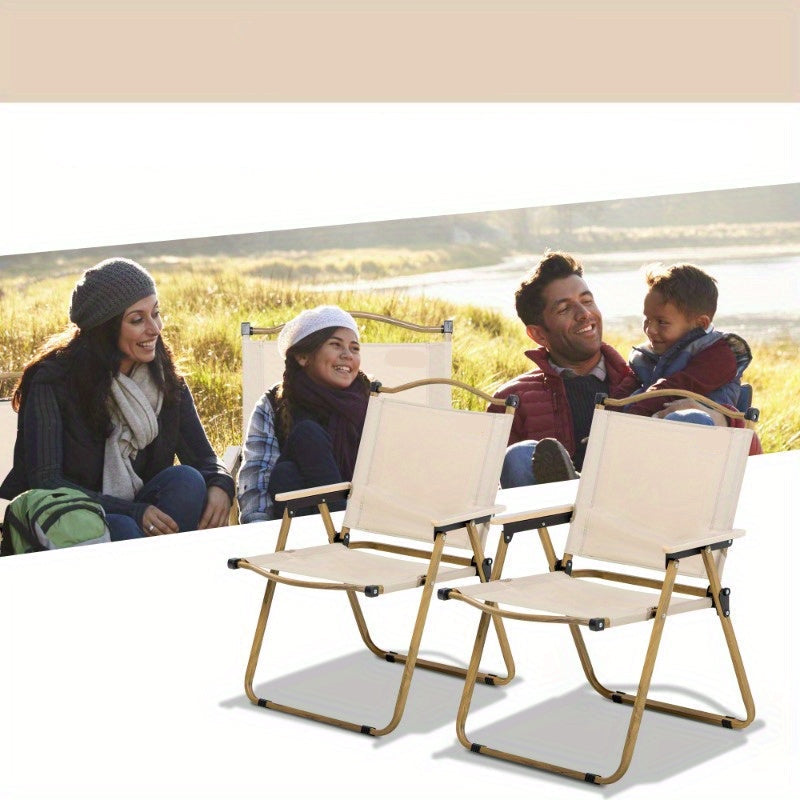 Inklapbare Campingstoel – Vouwstoel – Buitenstoel – Tuinstoel – Vissersstoel – Stalen Frame – Houtlook Design