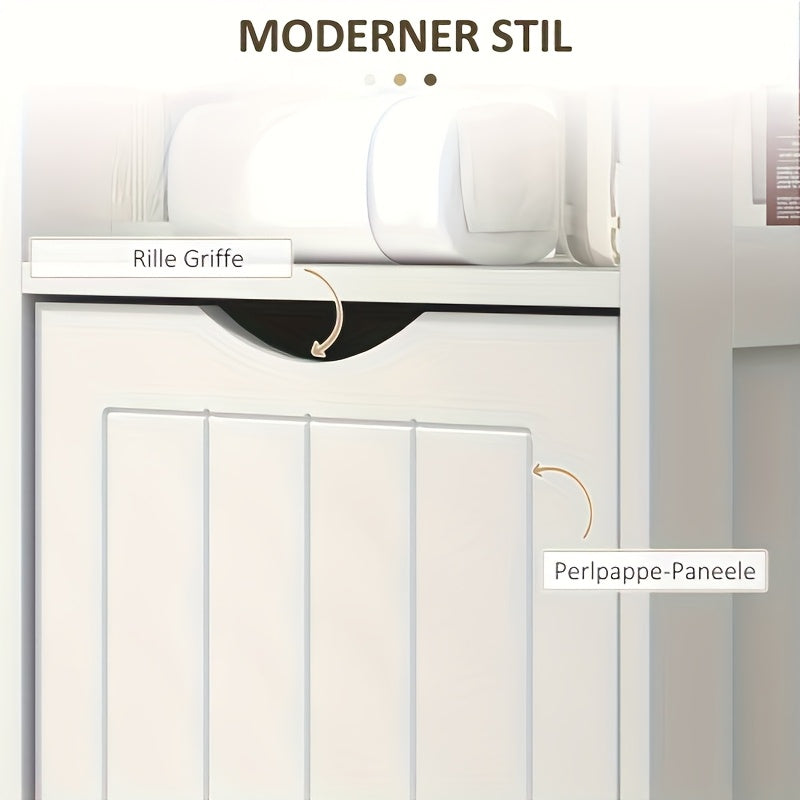 Badkamerkast – Badkamermeubel – Opbergkast – Kolomkast – Wastafelonderkast – Vrijstaand – Bamboe – 2 Lades & 3 Open Vakken – Compact Design – Natuurlijk Wit