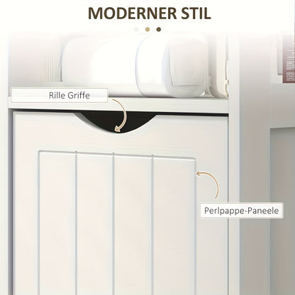 Badkamerkast – Badkamermeubel – Opbergkast – Kolomkast – Wastafelonderkast – Vrijstaand – Bamboe – 2 Lades & 3 Open Vakken – Compact Design – Natuurlijk Wit