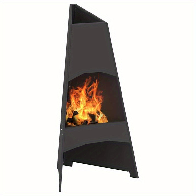 Buitenhaard – Vuurkorf – Terrashaard – Tuinhaard – Vuurpot – Zwart Staal – Piramidevorm – Geïntegreerde Ontsteker – Grote Stabiele Basis 50x45x95 cm
