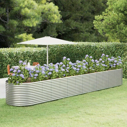 Plantenbak – Bloembak – Tuinbak – Bloempot Bak – Buiten plantenbak – Zilverkleurig Gepoedercoat Staal – Weerbestendig – 554x100x68 cm