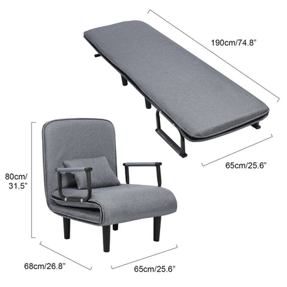 Slaapbank – Sofa Bed – Sofabed – Bedbank – Bedbankje – 3-in-1 Opvouwbaar – Memory Foam – Compact 68x25,5 cm – Grijs