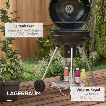 Bol Grill – Houtskoolbarbecue – BBQ Oven – Buitenkeuken – Ronde Barbecue – 54 cm Grilloppervlak – Ingebouwde Thermometer & Uitneembare Aslade – Zwart