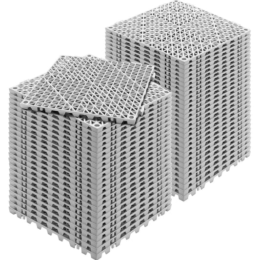 Afvoermat – Vloermat – Drainagemat – Antislip Mat – Grijs – Set Van 55 – Modulaire PVC Vloermatten – Snelle Waterafvoer – Eenvoudige Montage