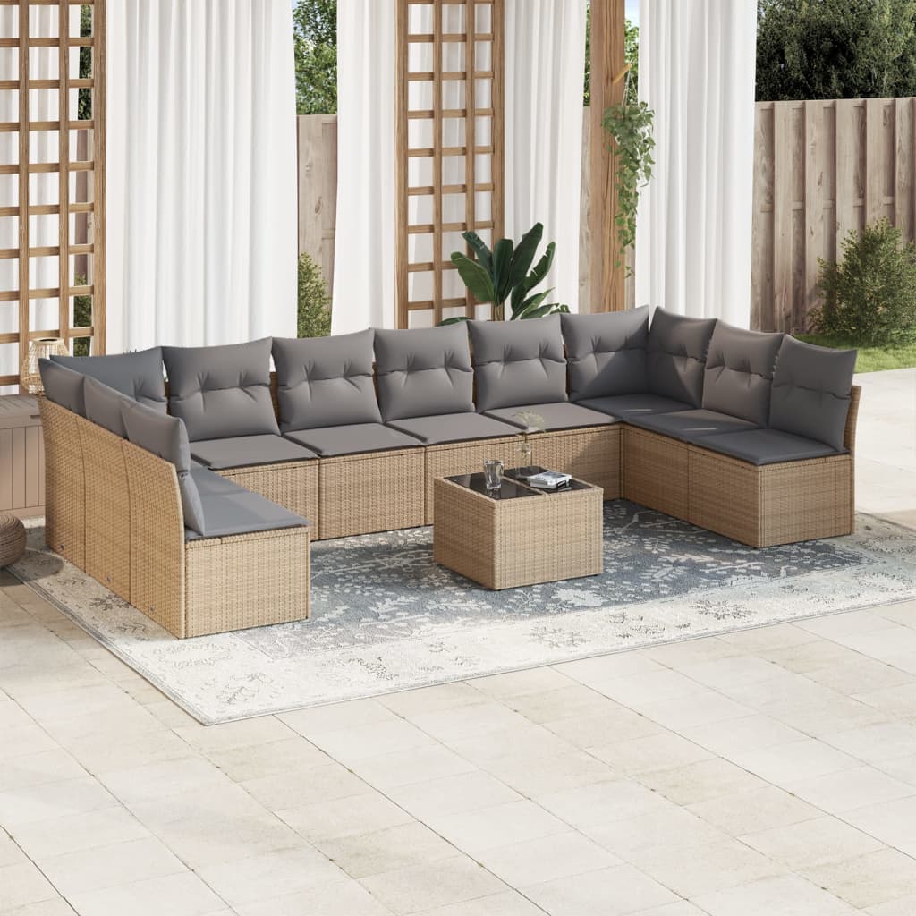 Loungeset – Loungesets – Tuinset – Tuinmeubel – Loungestoel – Beige en Grijs – Weerbestendig PE-Rattan – Waterdichte Opbergruimte