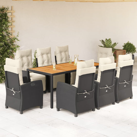 Loungeset Tuinset – Loungestoel Tuinmeubel Buitenmeubel – Zwart Crème Kleur – Weerbestendig PE Rattan – Verstelbare Rugleuning en Voetensteun