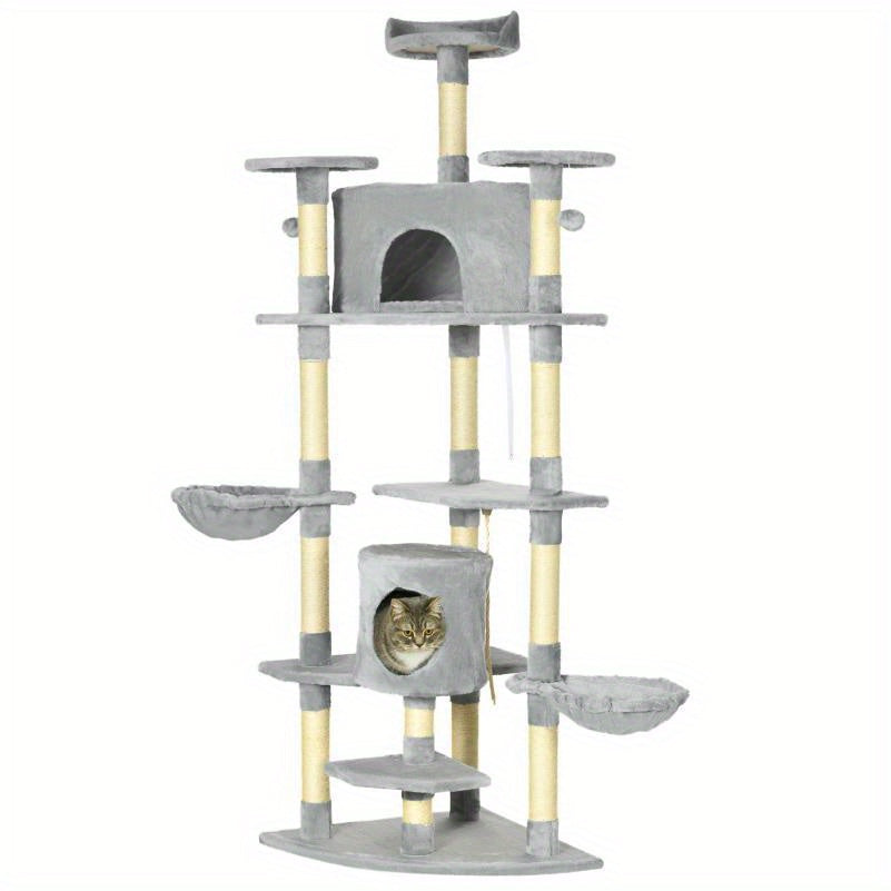 Krabpaal – Kattenboom – Kattenmeubel – Krabmeubel – Kattenhuis – XXL 200 cm Hoog – Imitatie Henneptouw – Geschikt Voor Meerdere Katten