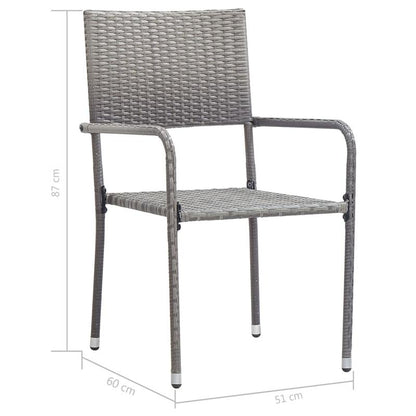 Garden-dining chairs 2pcs stackable gray poly rattan, Space-Saving Outdoor Seating, Outdoor Entertaining Chairs, Stackable Garden Chairs, Modern Rattan Design, Contemporary Garden Style, Low-Maintenance Material, Small Space