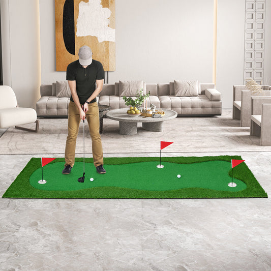 Golf Putting Green – Golf Oefenmat – Putting Mat – Indoor Golf Set – Golf Trainingsmat – Professionele Kwaliteit – Inclusief 2 Golfballen en 3 Holes