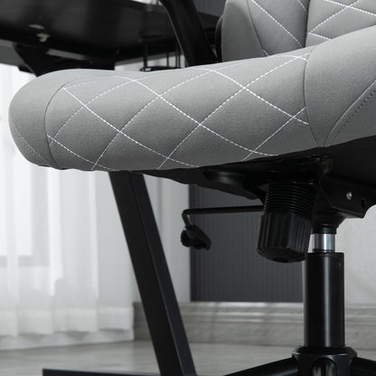 Ergonomische Bureaustoel – Kantoorstoel – Werkstoel – Studiebureaustoel – Thuiswerkstoel – Verstelbare Armleuningen – Schommelfunctie – Lichtgrijs Polyester