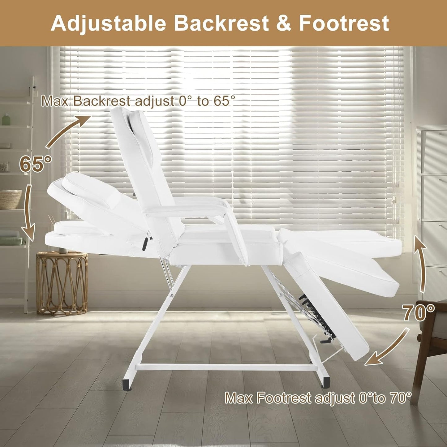 Professionele Massage- & Gezichtsstoel – Wellnessstoel – Esthetiekstoel – Salonbed – Spa-Behandelstoel – Verstelbare Rugleuning & Hoofdsteun – Duurzaam Synthetisch Leder