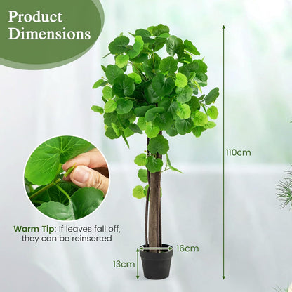 Artificial Plant 110 Cm, Artificial Plant Ornamental Apple Tree, Artificial Tree with Pot, Green Plants with Realistic Leaves & Wooden Trunk, Decorative Plant Houseplant for Home Office, Green