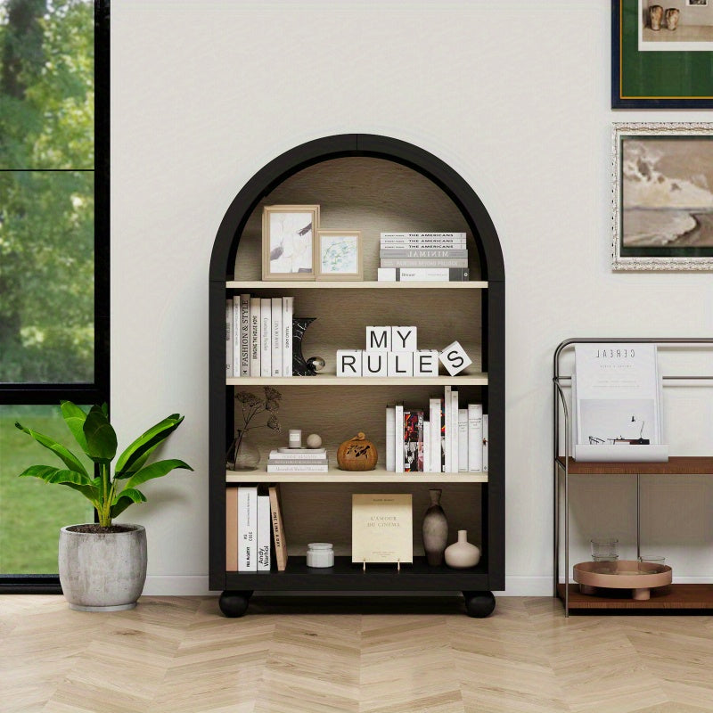 Boekenkast – Boekenrek – Opbergkast – Vakkenkast – Stellingkast – Zwart Hout – 120 cm Hoog – Draagvermogen 100 kg – Geen Montage Nodig