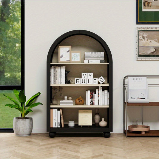 Boekenkast – Boekenrek – Opbergkast – Vakkenkast – Stellingkast – Zwart Hout – 120 cm Hoog – Draagvermogen 100 kg – Geen Montage Nodig