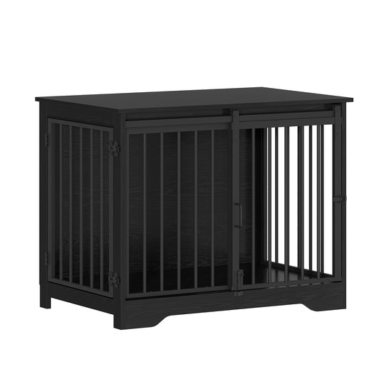 Modern Hondenhuis – Hondenbench – Hondenbox – Hondenhok – Bijzettafel – Zwart – 81 cm Breed – Dubbele Toegangsdeuren