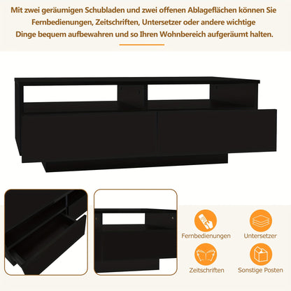 High-gloss Coffee Table With 2 Drawers, Sofa Table, Living Room Table, Modern Center Table, Suitable For Living Room And Bedroom