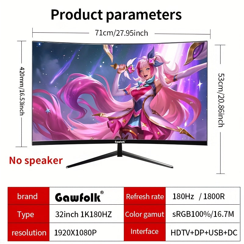 Gaming Monitor – Curved Monitor – Full HD Scherm – 32 Inch Scherm – VA Paneel – 180Hz Verversingssnelheid – 1800R Kromming