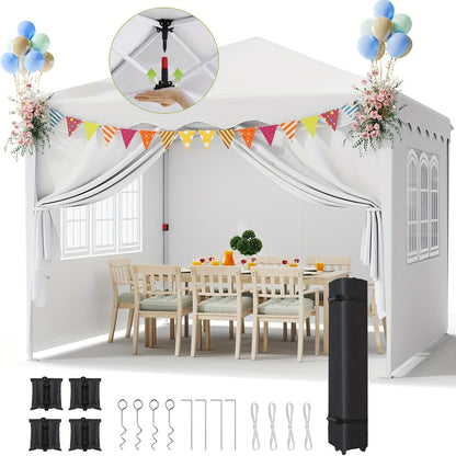 Vouwpaviljoen 3x3 Meter – Tuinpaviljoen – Partytent – Opvouwbare Tent – Schaduwdoek – Wit – UV Bescherming 50+ – Stevig Gepoedercoat Stalen Frame