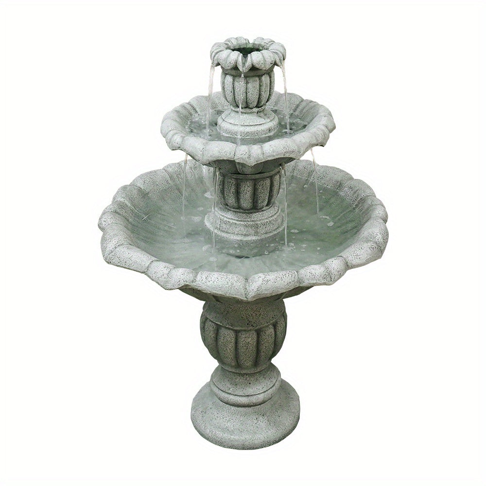 Tuinfontein – Waterval Fontein – Buitenfontein – Waterornament – Tuindecoratie – Vezelversterkt Beton – Ø67 cm Hoog – Inclusief Dompelpomp