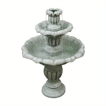 Tuinfontein – Waterval Fontein – Buitenfontein – Waterornament – Tuindecoratie – Vezelversterkt Beton – Ø67 cm Hoog – Inclusief Dompelpomp