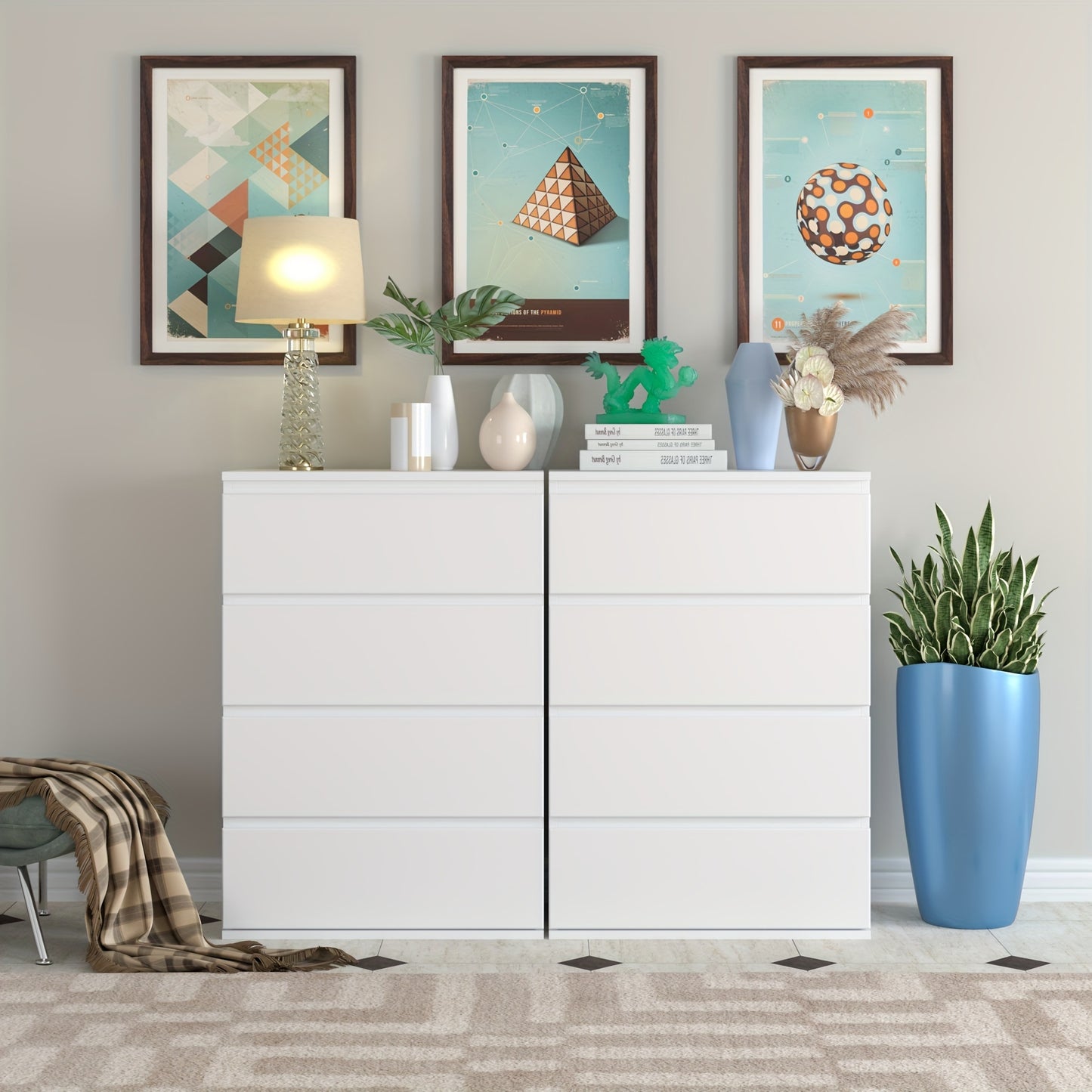 Ladekast – Dressoir – Opbergrek – Kledingkast – Sideboard – Wit – 4 Ruime Lades – MDF Met Waterafstotende Coating