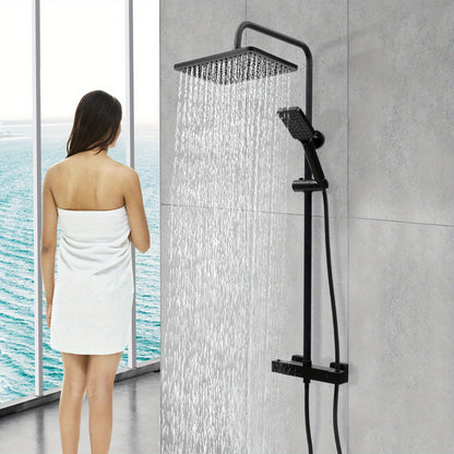 Douchekraan – Douchekop – Doucheset – Mengkraan – Douchekraan Thermostatisch – Mat Zwart – Thermostaatregeling – Verstelbare Hoogte