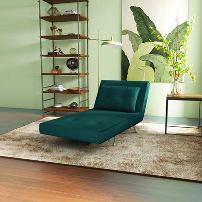 Groene Relaxfauteuil – Relaxstoel – Fauteuil – Loungestoel – Zetel – RVS frame – Compressiestang voor Rugondersteuning