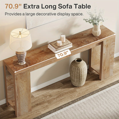 Sidetable – Consoletafel – Wandtafel – Haltafel – Bijzettafel – Houten Farmhouse Stijl – Compact 160x29,5x85 cm – Licht Eiken Bruin