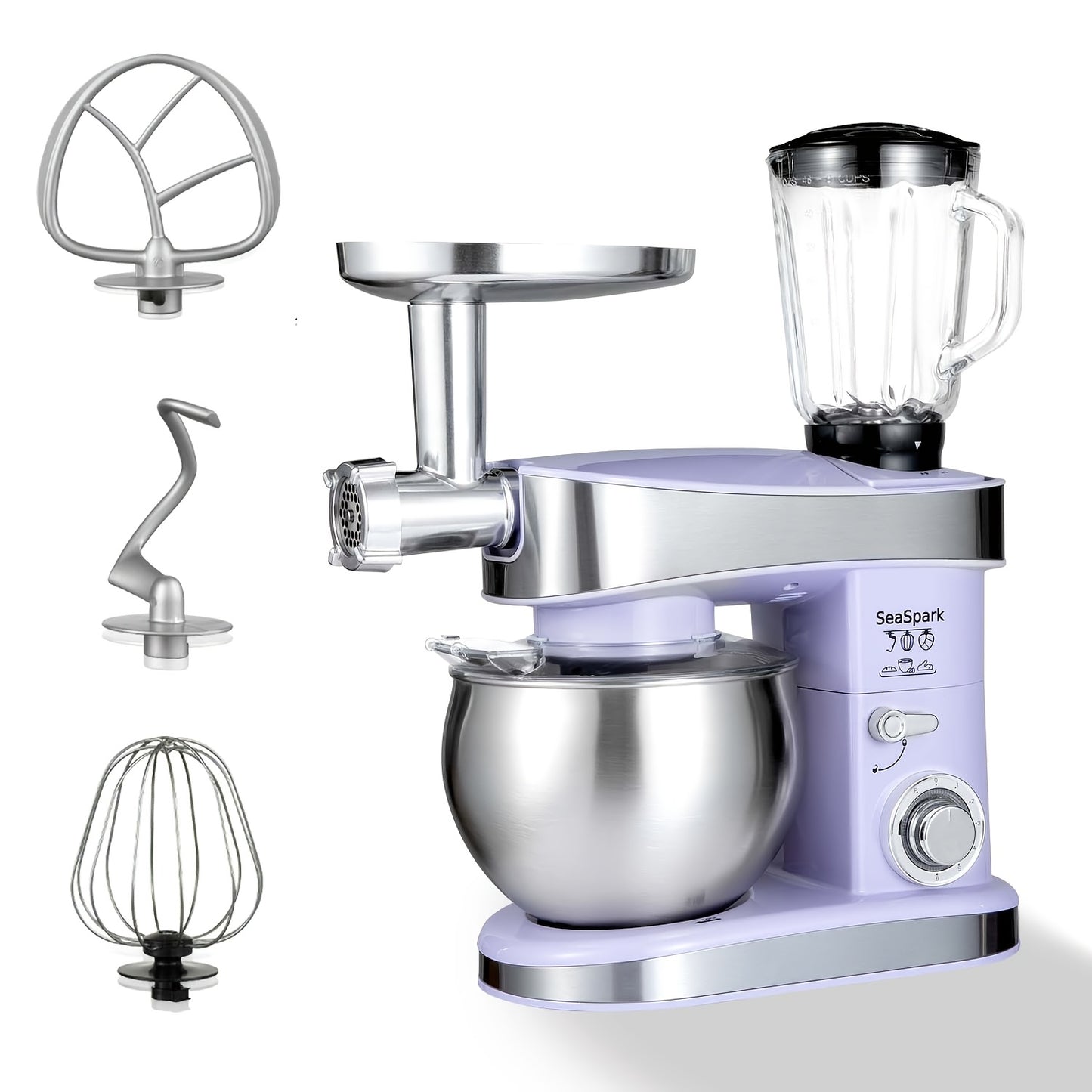 Keukenmixer – Mixer – Standmixer – Mengmachine – KitchenAid – Paars – 6-in-1 Multifunctioneel – 6,3 Liter RVS Kom – 6 Snelheden Met Pulsestand