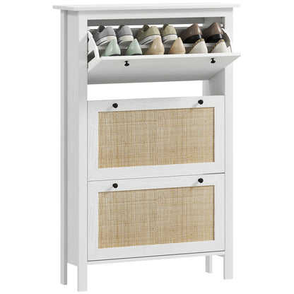 Schoenenkast – Schoenenopberger – Schoenenrek – Schoenenkastje – Schoenmeubel – Compact Ontwerp – Rattan Look Front