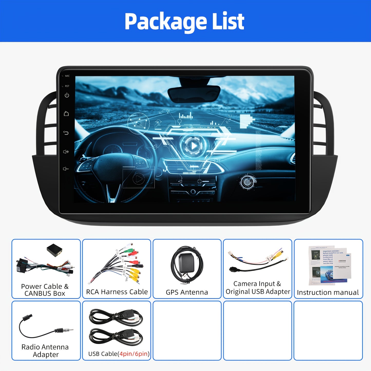 Autoradio – Multimedia Systeem – Auto Stereo – Navigatiesysteem – Android Headunit – 9 Inch HD Touchscreen – Android 14 – 4GB RAM & 64GB Opslag – Draadloos CarPlay & Android Auto