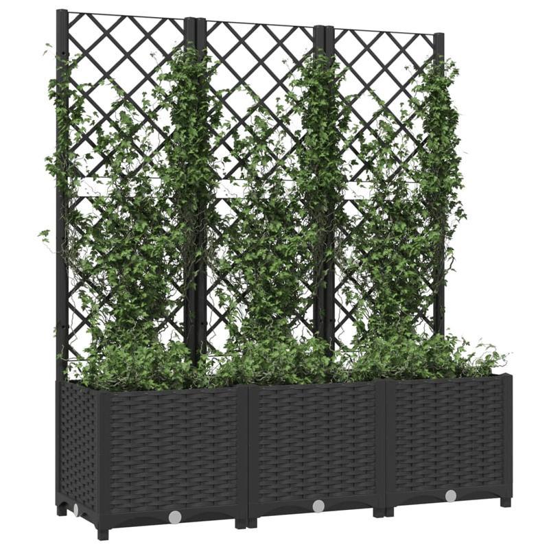 Zwarte Plantenbak Tuin – Plantenbakje – Bloempot – Plantenkas – Plantenhouder – Met Klimrek – Weerbestendig Duurzaam Kunststof – 30,48 x 20,32 x 10,16 cm