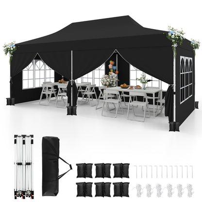 Paviljoen – Tuinpaviljoen – Partytent – Tenten – Evenementen Tent – 3 x 6 m – Waterdicht Oxford Stof met UV-bescherming 50+ – Inclusief 6 Zijwanden en 6 Zandzakken – Zwart