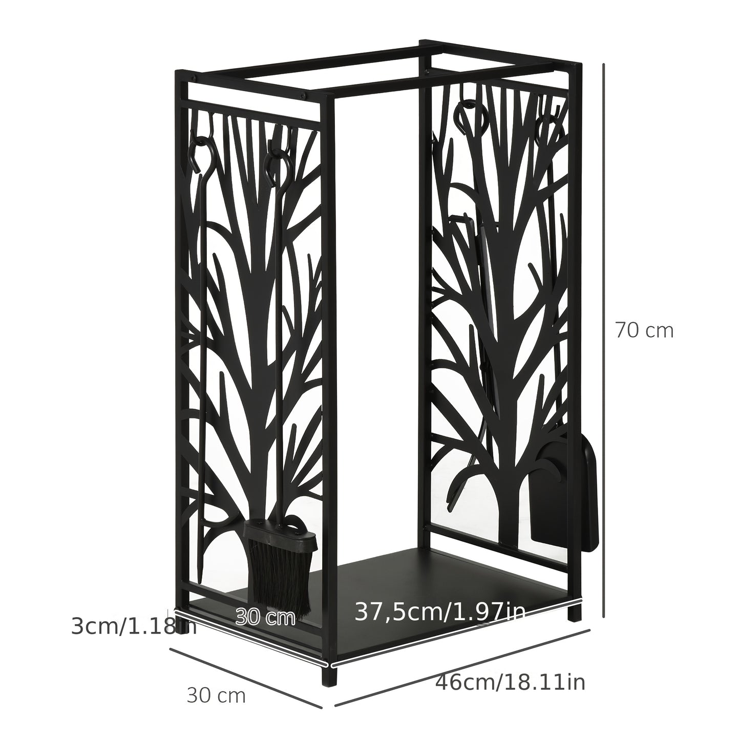 Houthouder – Houtopslag – Houtblokhouder – Houtrek – Haardhouthouder – Zwart – Metalen Materiaal – Afmeting 46 x 30 x 70 cm
