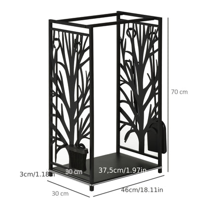 Houthouder – Houtopslag – Houtblokhouder – Houtrek – Haardhouthouder – Zwart – Metalen Materiaal – Afmeting 46 x 30 x 70 cm