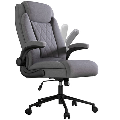 Bureaustoel – Ergonomische Stoel – Office Chair – Draaistoel – Bureaustoelen – Extra Stevig Tot 500 kg – 120° Kantelfunctie Met Opklapbare Armleuningen – Donkergrijs