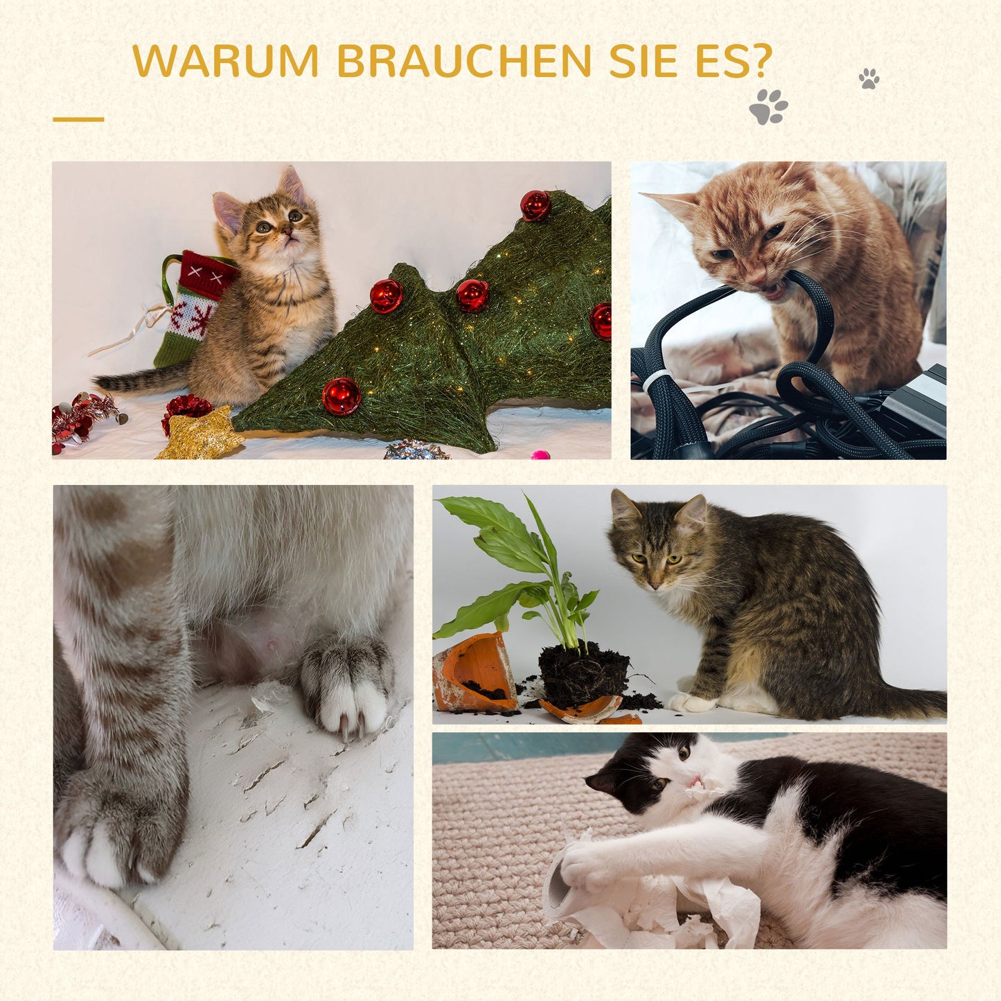 Krabpaal – Kattenboom – Kattenkrabpaal – Kattenmeubel – Krabmeubel – Jute Sisal – Plush Bekleding – 61x41x96 cm – Beige & Koffie