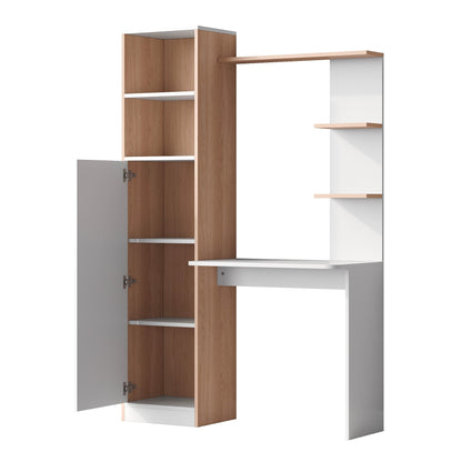Bureau – Werkplek – Bureautafel – Computerbureau – Kantoormeubel – Metalen Sta Bureau – Met Opbergruimte en Boekenkast – Duurzaam en Ruimtebesparend – Modern Design Zonder Hout