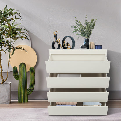 Opbergkast – Ladekast – Kledingkast – Opbergmeubel – Kast met Laden – Modern Wit – 4 Lades – Duurzaam Houtfineer – Ruimtebesparend Verticaal Design