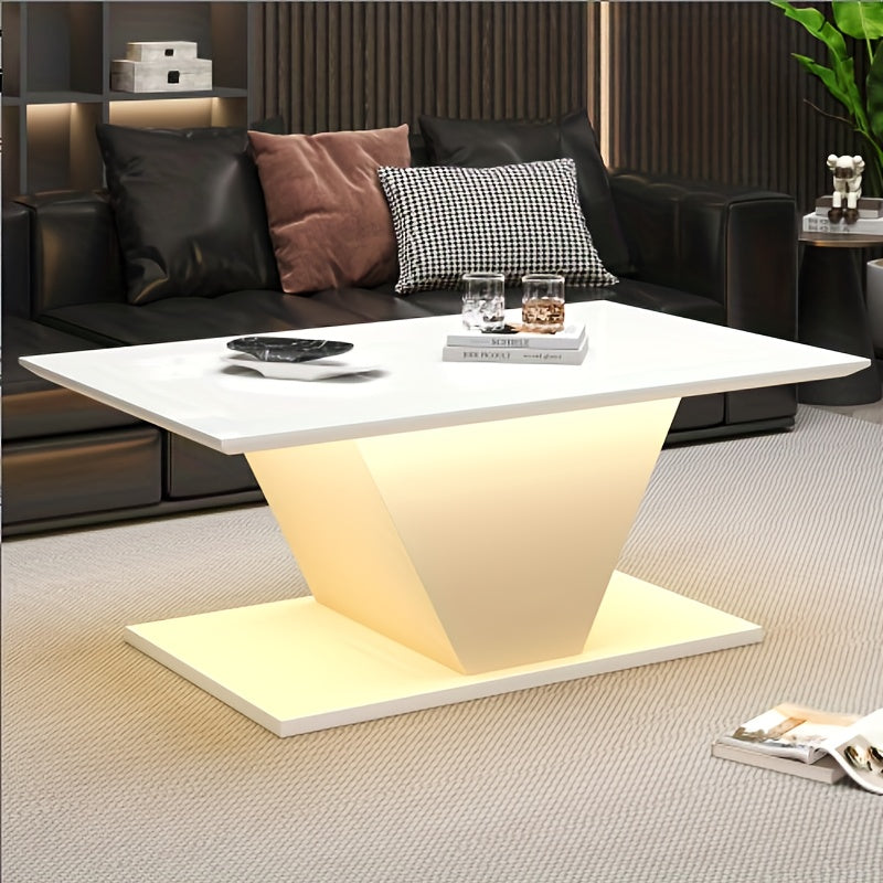 Salontafel – Koffietafel – Tafel – Bijzettafel – Witte Modern Hoogglans Salontafel – V-vormig Design – Ruimtebesparend – Onderhoudsvriendelijk
