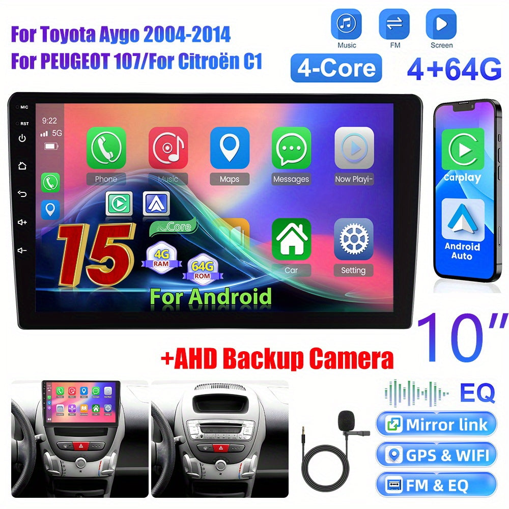 10 Inch Autoradio – Double Din Navigatie – Multimedia Systeem – Android Auto Radio – Carplay Radio – 4GB RAM 64GB Opslag – 1080P Touchscreen Met Achteruitrijcamera