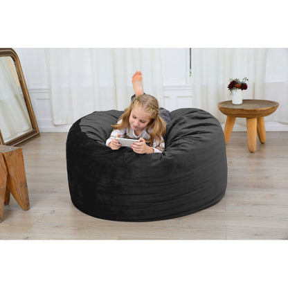 Zitzak – Zitzakstoel – Poef – Loungestoel – Fauteuil – Groot Formaat 115x65 cm – Wasbare Polyesterhoes – Ergonomische Sponsvulling – Zwart