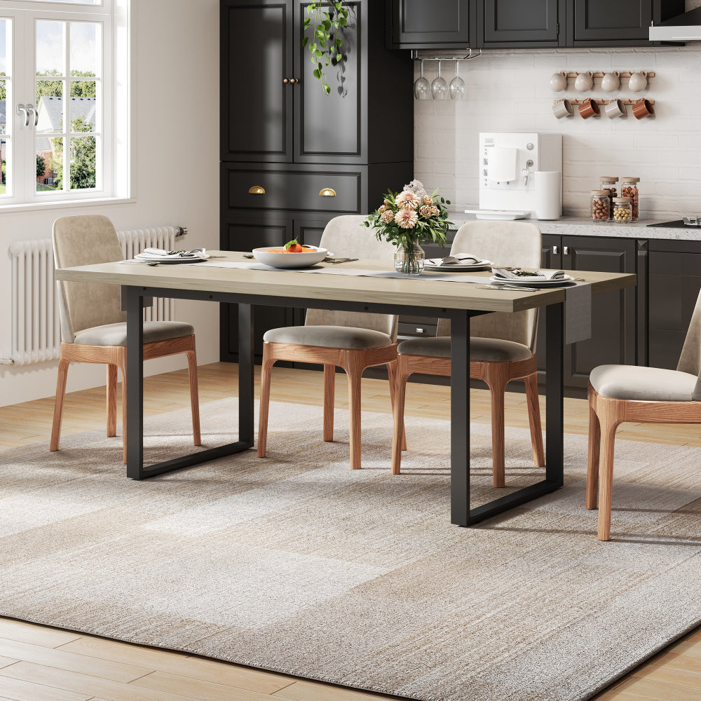 Industriële Eettafel – Robuuste Tafel – Family Dining – Horeca Tafel – Rustieke Eettafel – Natuurlijk Kleur – 160×80 cm – Stevig Metalen Frame – Geschikt Voor 6-8 Personen